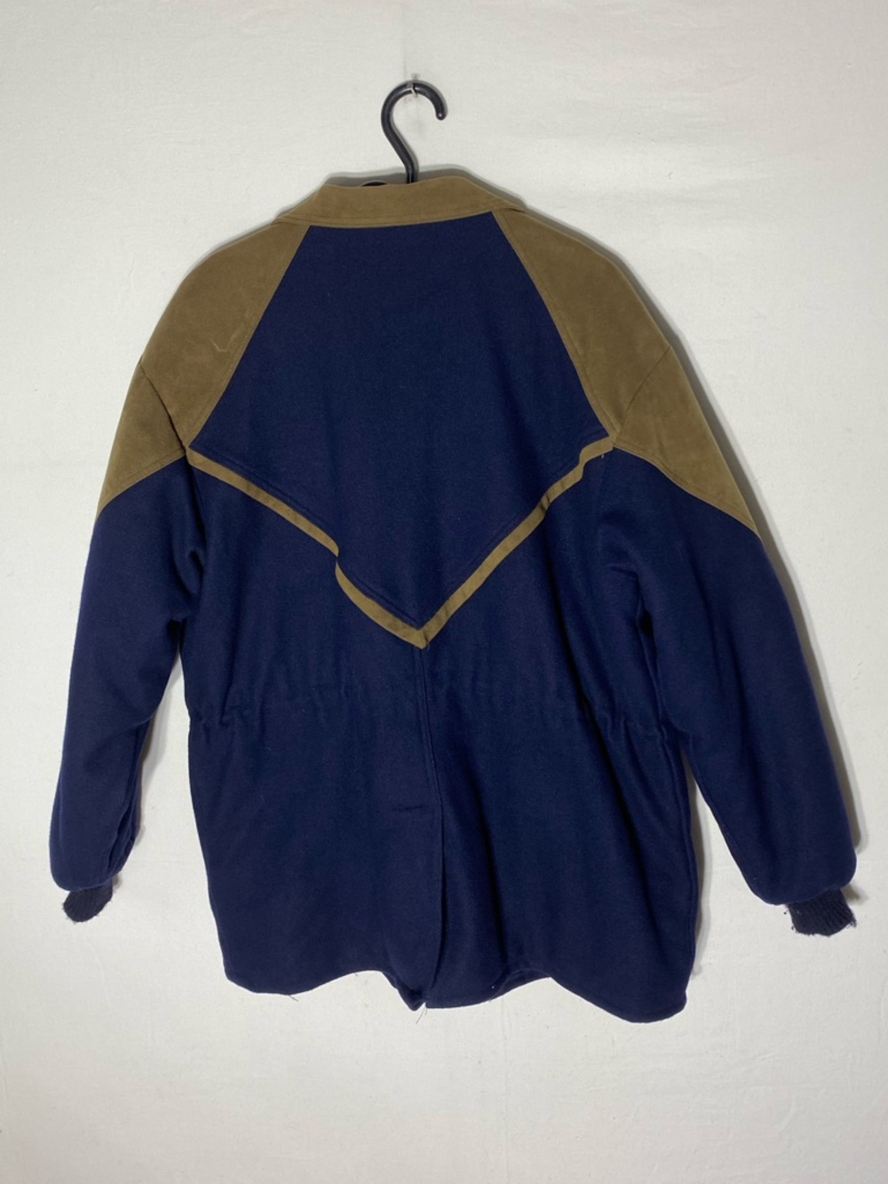Vintage Cripple Creek Navy Wool Blend Chore Coat W Ultrasuede Trim Western L - Picture 4 of 16